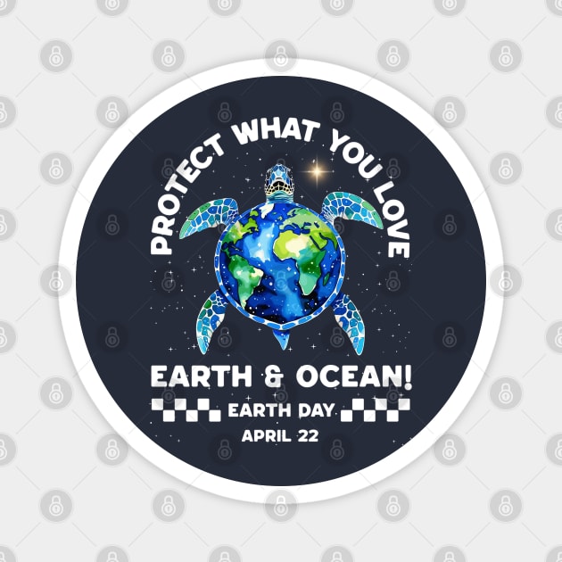 Earth Day - Protect-The-Ocean-Save-Sea-Turtles-Marine Life Magnet by JessArty